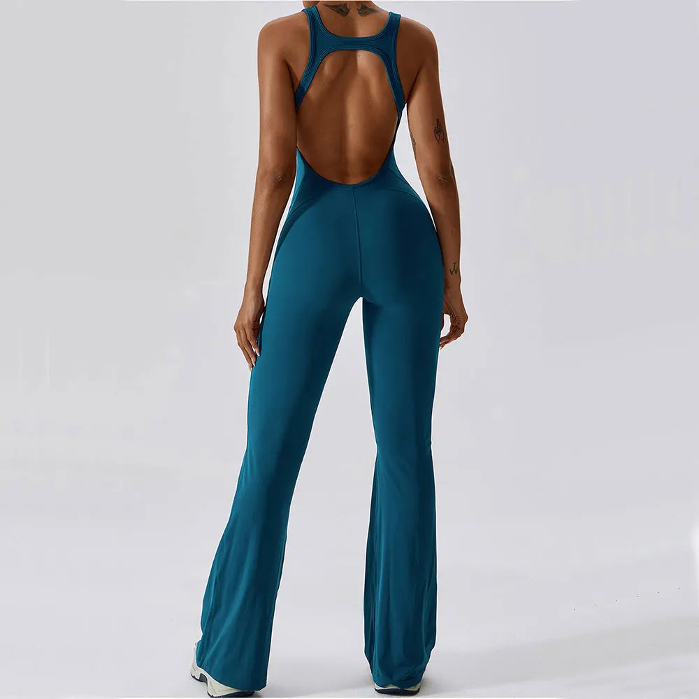 ScultpMotion Open-Back Flared Yoga Bodysuit