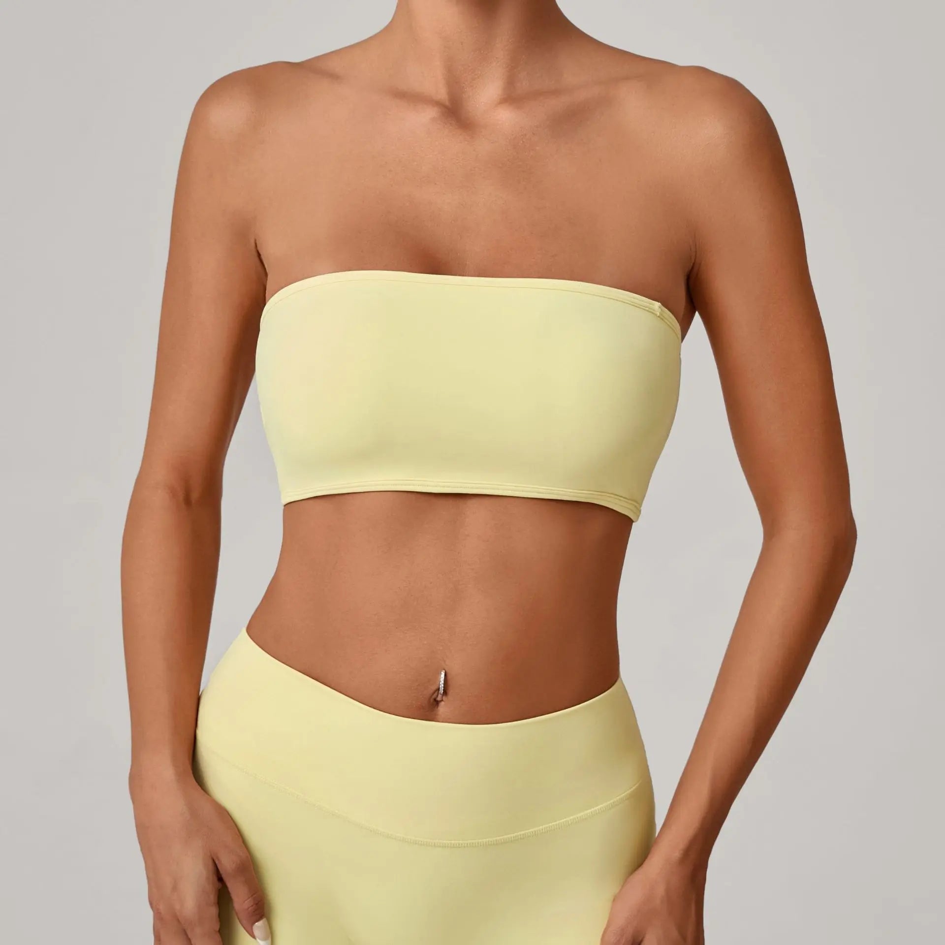 Sexy Backless Sports Bra Yoga Wear Women's Tube Top with Cups Breathable Quick Dry Active Fitness Bra Gym Workout Top Underwear