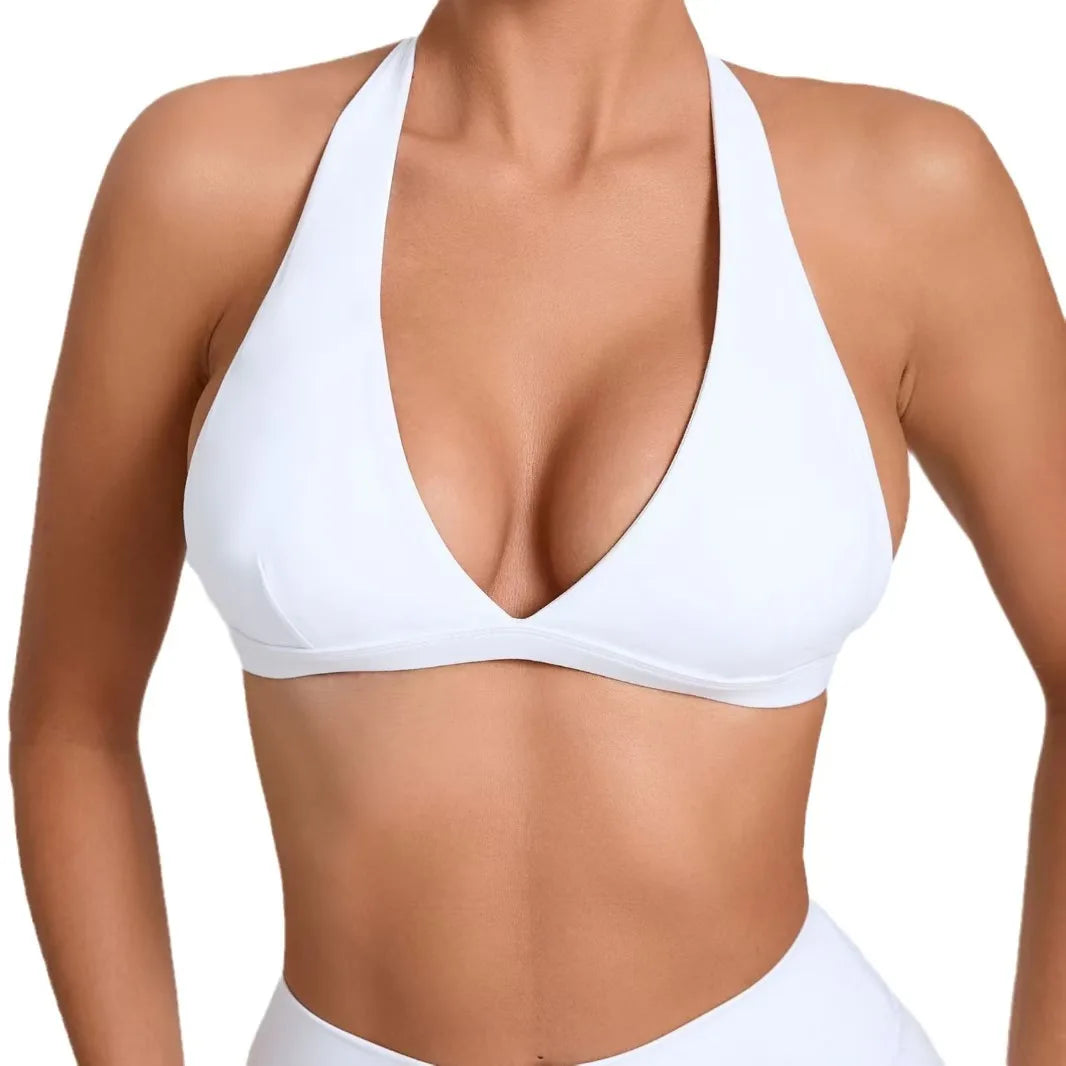 Curve Halter Open Back Sports Bra