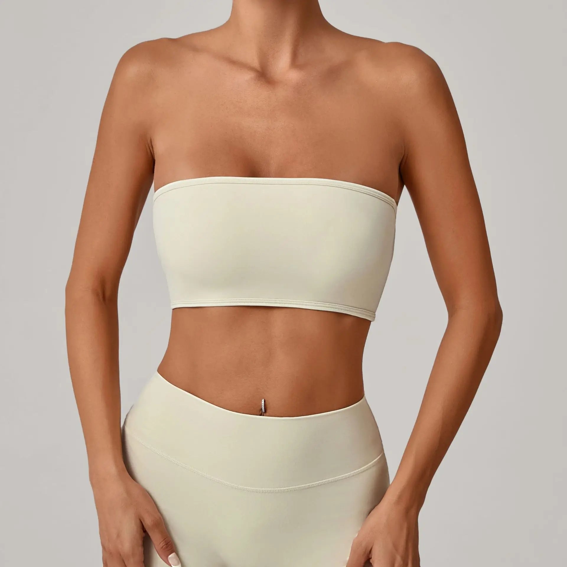 Sexy Backless Sports Bra Yoga Wear Women's Tube Top with Cups Breathable Quick Dry Active Fitness Bra Gym Workout Top Underwear