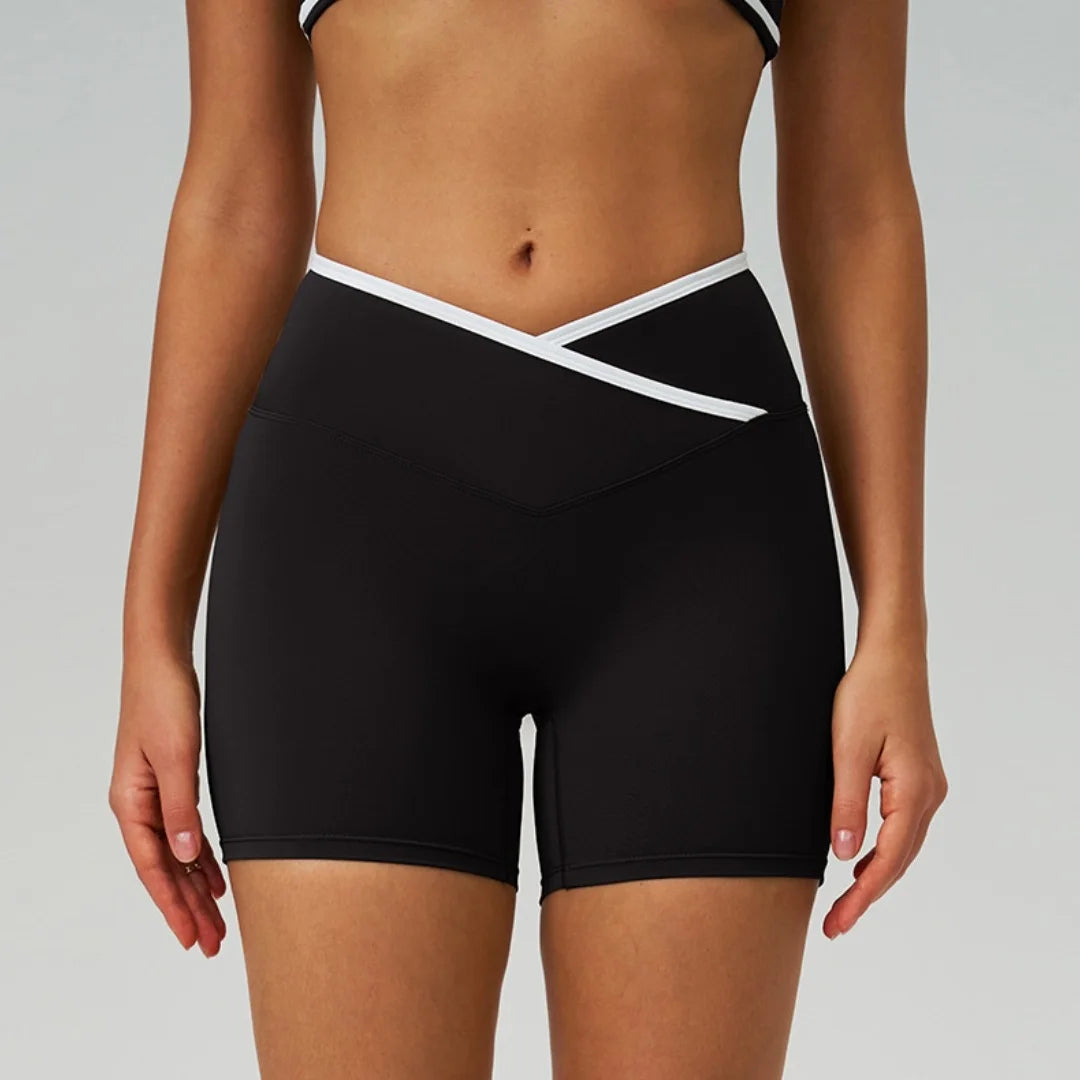 ScultpMotion Cross-front High Waist Yoga Shorts
