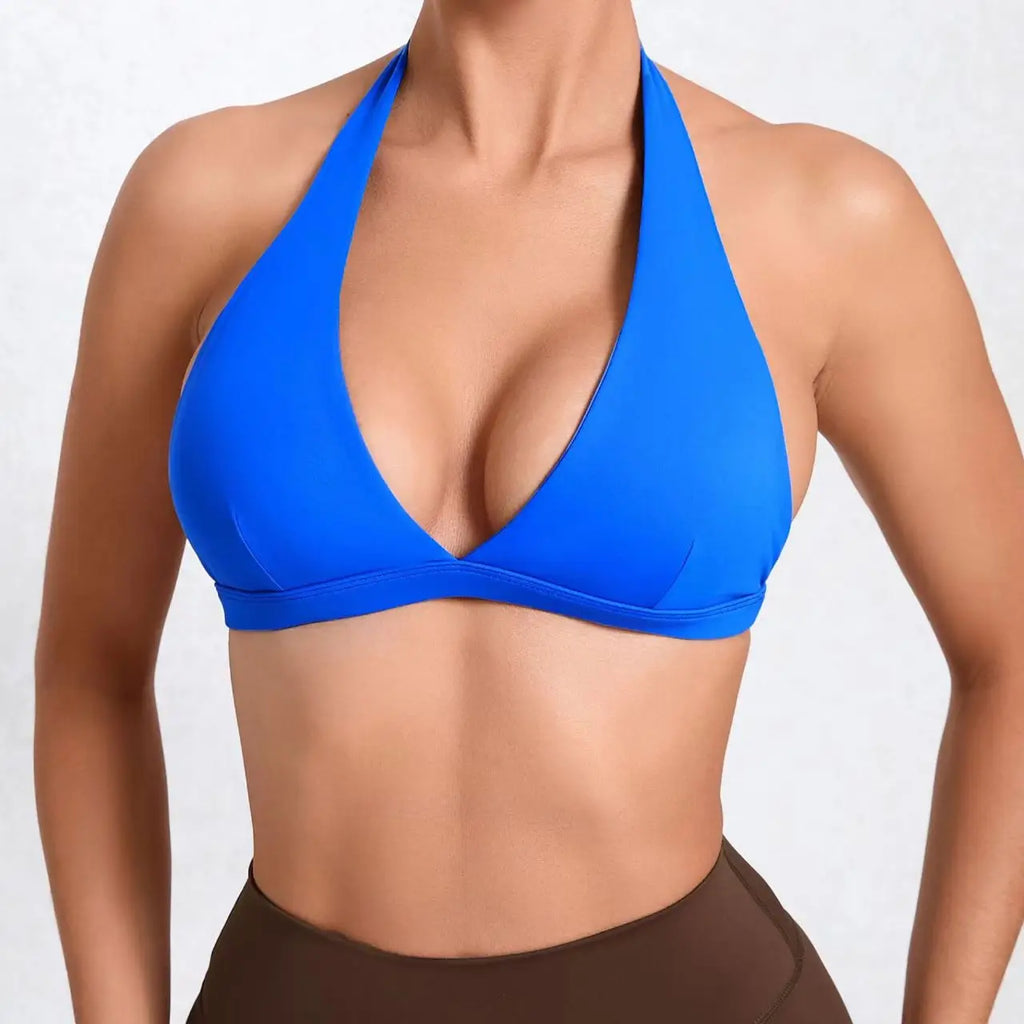 Curve Halter Open Back Sports Bra