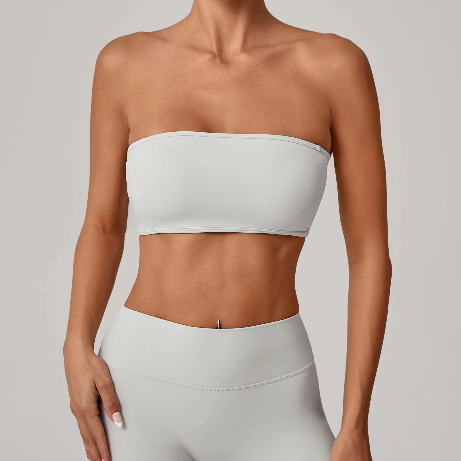 Sexy Backless Sports Bra Yoga Wear Women's Tube Top with Cups Breathable Quick Dry Active Fitness Bra Gym Workout Top Underwear