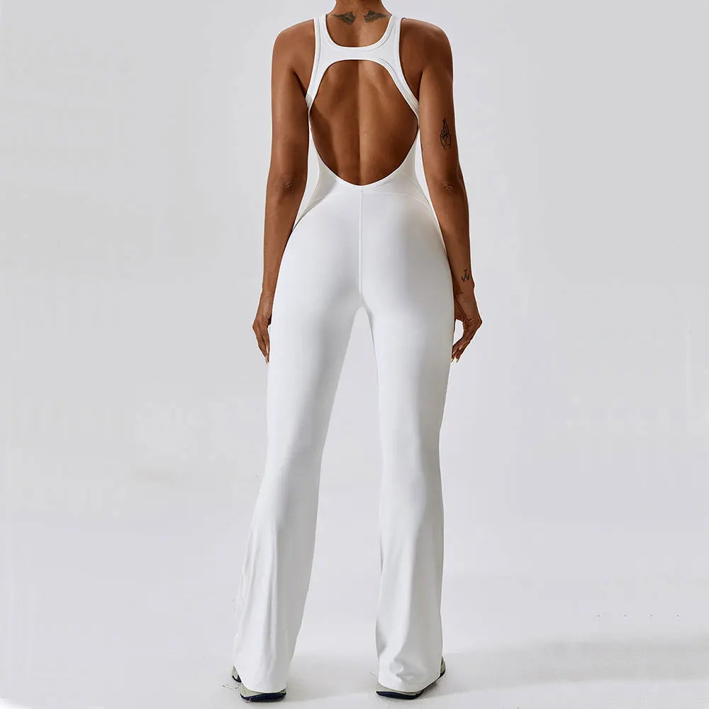 ScultpMotion Open-Back Flared Yoga Bodysuit
